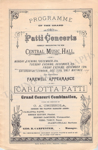 Patti, Carlotta - Farewell Program 1879