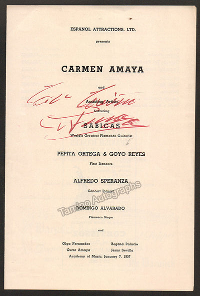 Amaya, Carmen - Signed Program Philadelphia 1957