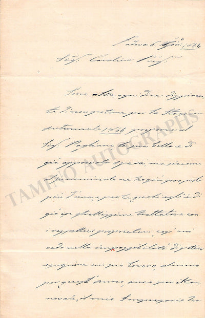 Alajmo, Carolina - Autograph Letter Signed 1854