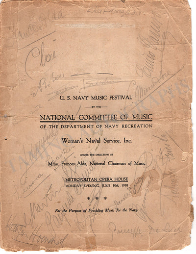 Caruso, Enrico - Alda, Frances & Others - Signed Program 1918