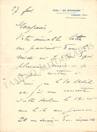 Chaminade, Cecile - Autograph Letter Signed