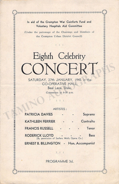 Celebrity Concerts - Lot of 5 Unsigned Programs 1945-1947