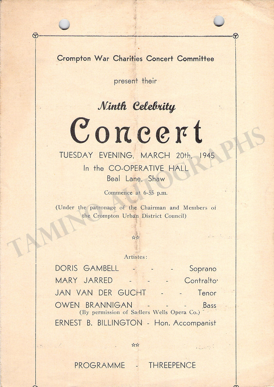 Old Concert Program Celebrity Concerts - Lot of 5 Unsigned Programs 1945-1947