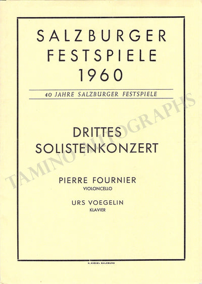 Fournier, Pierre - Mainardi, Enrico - Set of 4 Unsigned Programs Salzburg Festival