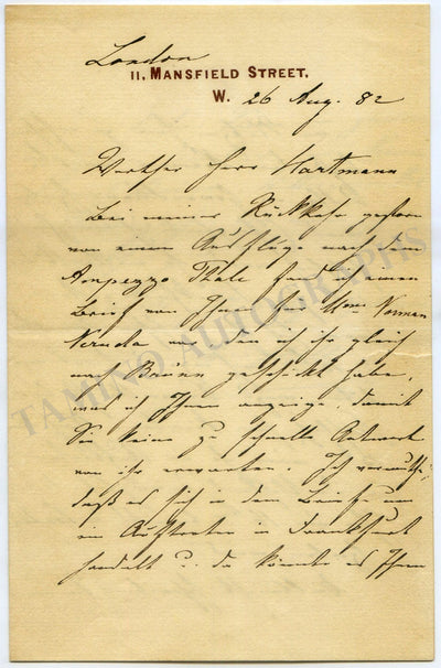 Halle, Charles - Autograph Letter Signed 1882