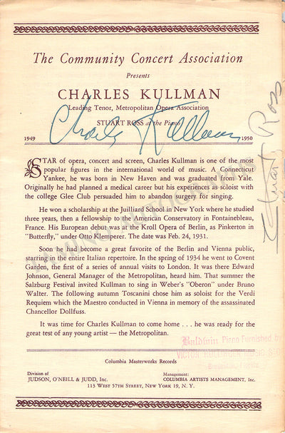 Kullman, Charles - Signed Program Chicago 1949
