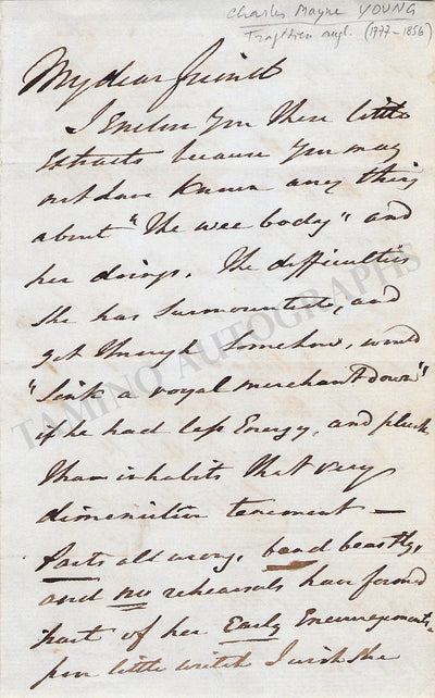 Young, Charles Mayne - Autograph Letter Signed 1849
