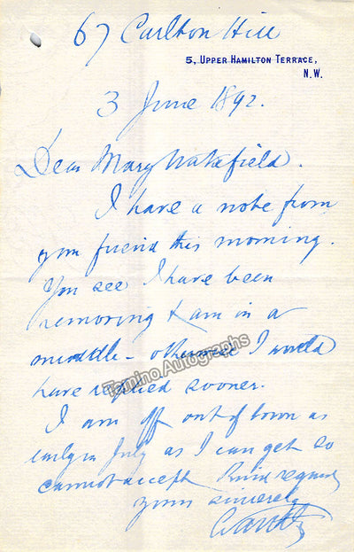Autograph Letter Signed (1892) & Music Quote