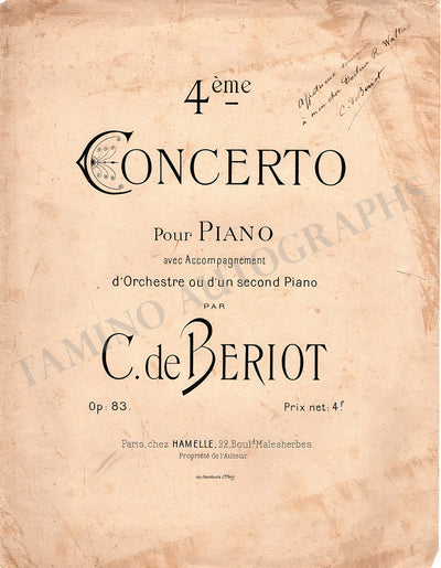 De Beriot, Charles Wilfred - Signed Score Page
