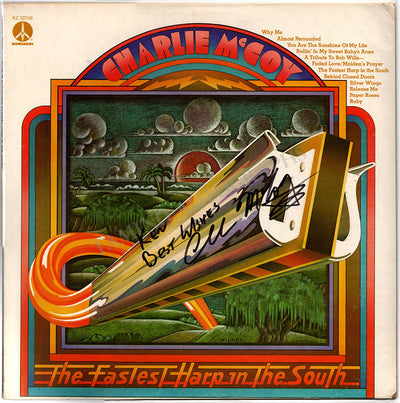 McCoy, Charlie - Signed LP Sleeve "The Fastest Harp in the South"