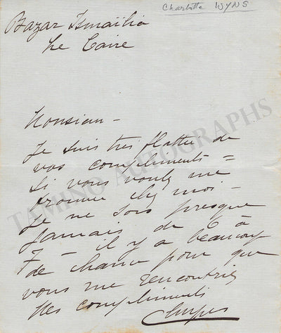 Wyns, Charlotte - Autograph Note Signed