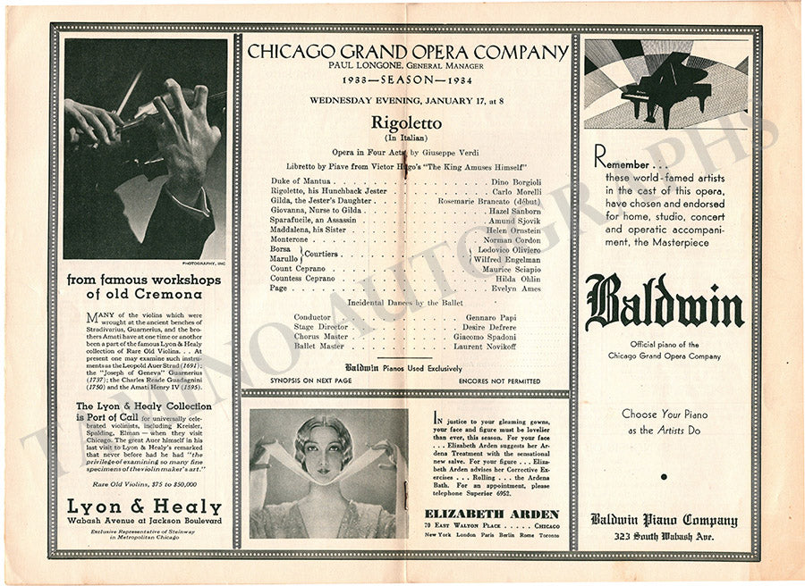 Chicago Grand Opera Unsigned Programs 1933-1934 – Tamino
