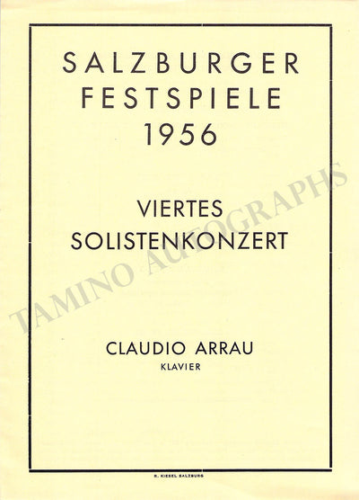 Arrau, Claudio - Set of 3 Unsigned Concert Programs Salzburg