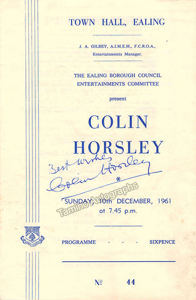 Horsley, Colin - Signed Program Ealing 1961