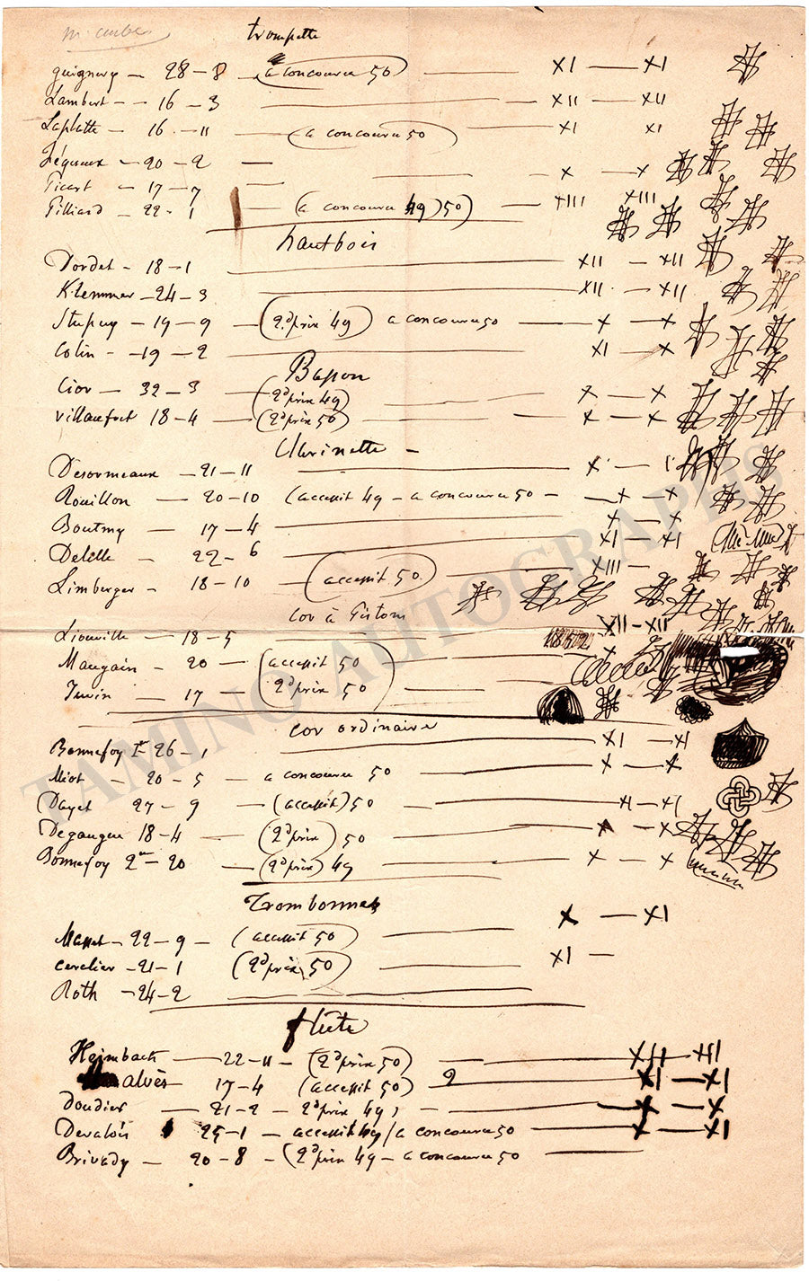Autigraph Sheet Daniel Auber Autograph Manuscripts Various Options