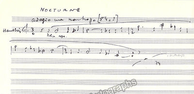 Daniel-Lesur, Jean Yves - Autograph Music Quote Signed 1974