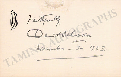 Belasco, David - Signed Card 1923