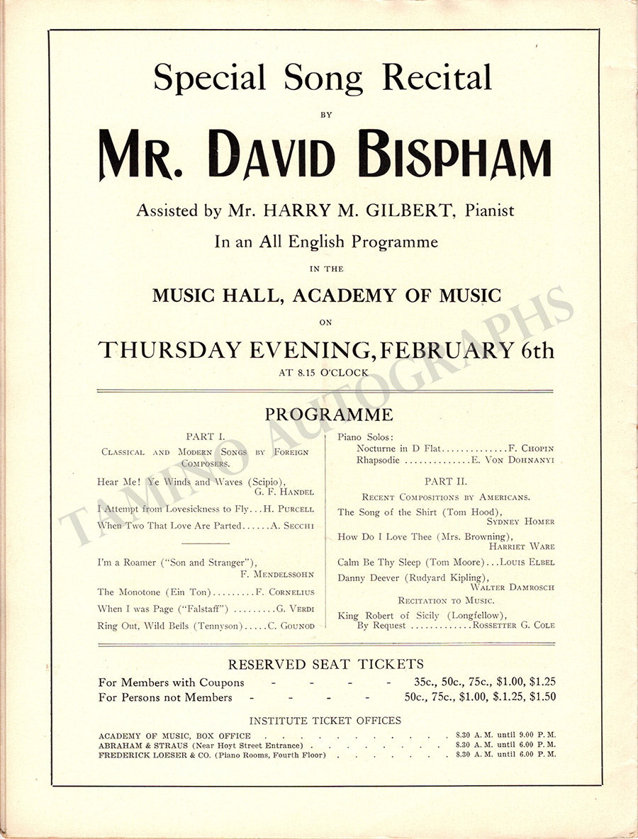 Opera Singers Lot of 15 Unsigned Programs Recital – Tamino