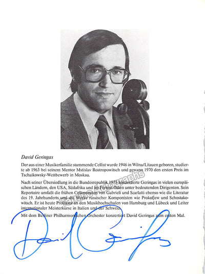 Geringas, David - Signed Program Page