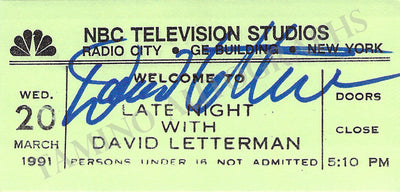 Letterman, David - Signed Ticket Stub