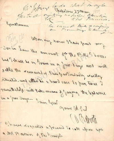 Roberts, David - Autograph Letter Signed 1809