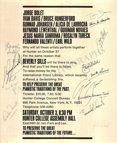 De Larrocha, Alicia - Tureck, Rosalyn & Others - Signed Poster