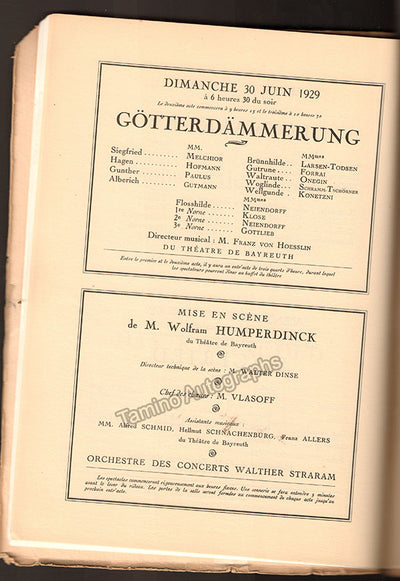 Theatre Des Champs Elysees - Wagner Festival 1929 Program