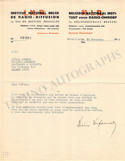 Defauw, Desire - Typed Letter Signed 1932