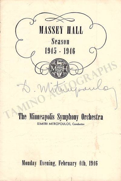 Mitropoulos, Dimitri - Signed Program Toronto 1946
