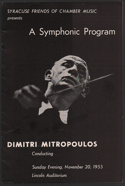 Mitropoulos, Dimitri - Concert Program Syracuse 1955