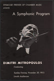 Mitropoulos, Dimitri - Concert Program Syracuse 1955