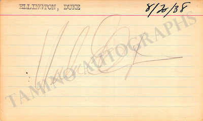 Ellington, Duke - Signed Card 1938