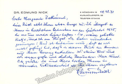 Nick, Edmund - Autograph Letter Signed 1972