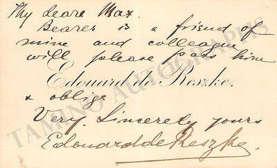 De Reszke, Edouard - Autograph Manuscritps (Various Options)