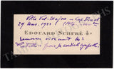 Schure, Edouard - Autograph Letter Signed 1921 & Visiting Card