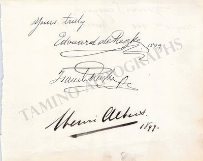 De Reszke, Edouard - De Reszke, Jean - Albers, Henri - Hill, Lucille - Signed Album Page with Multiple Signatures