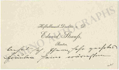 Strauss, Edouard - Autograph Note on Business Card
