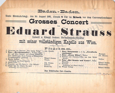 Strauss, Eduard - Program Clip 1891