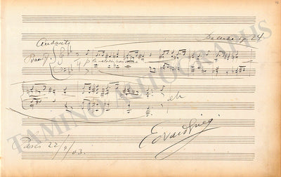 Grieg, Edvard - Autograph Music Quote Signed 1903