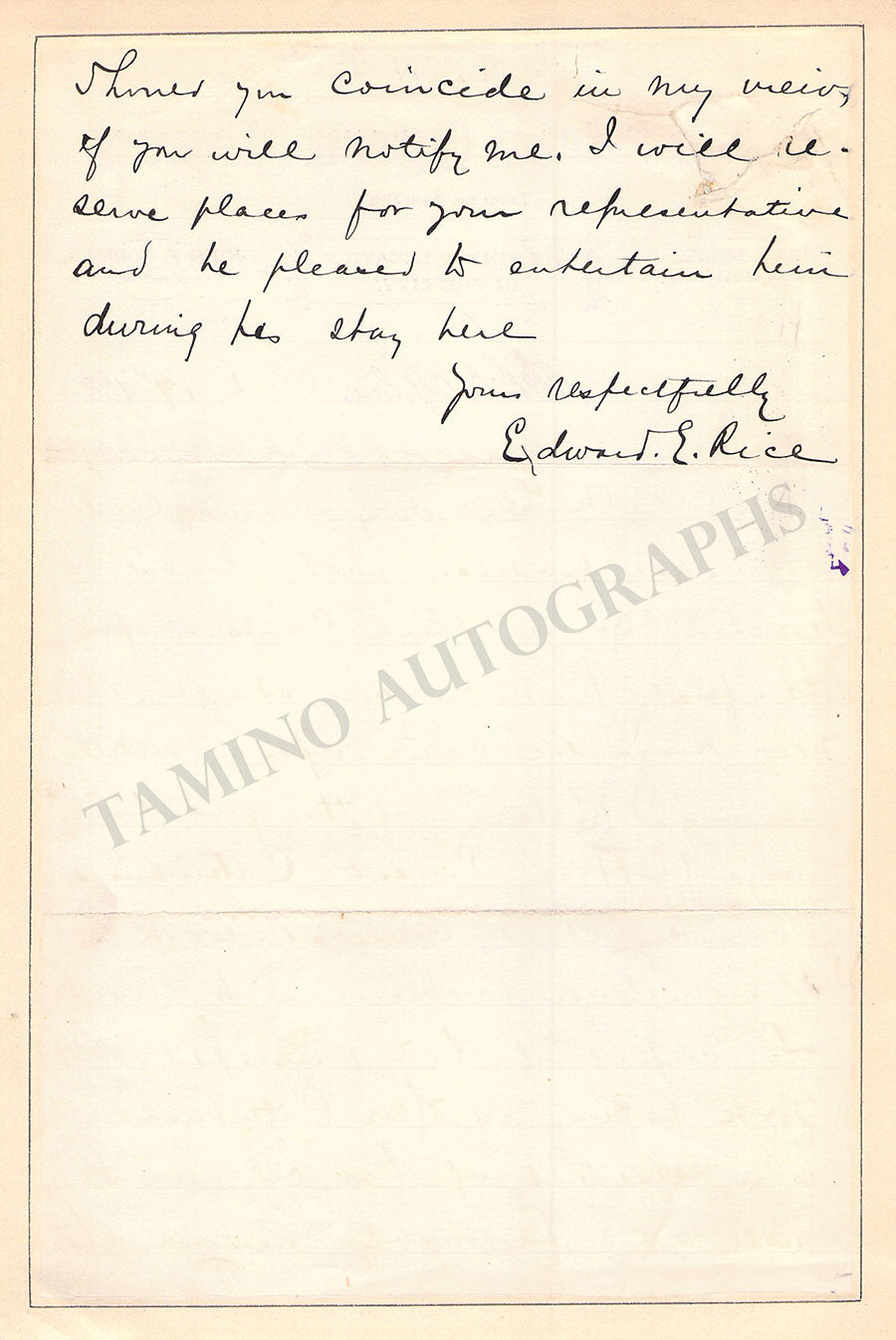 Edward E. Rice Autograph Letter Signed 1883 – Tamino Autographs