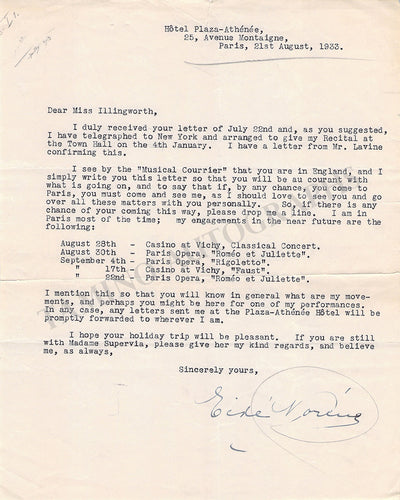 Norena, Eide - Typed Letter Signed