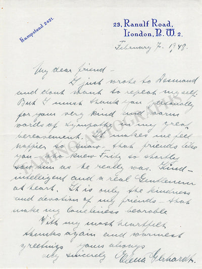 Gerhardt, Elena - Autograph Letter Signed 1948