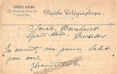 Duse, Eleonora - set of 2 Autograph Notes Signed + Unsigned Photo