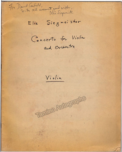 Siegmeister, Elie - Signed Score