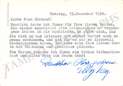 Typed Letter Signed on Photo (1958)