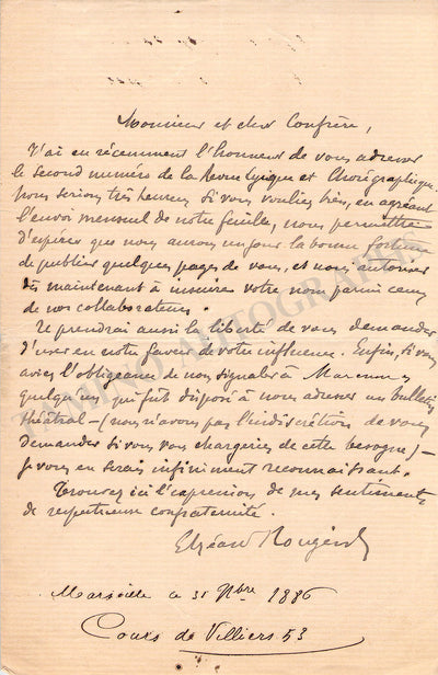 Rougier, Elzeard - Set of 3 Autograph Letters Signed
