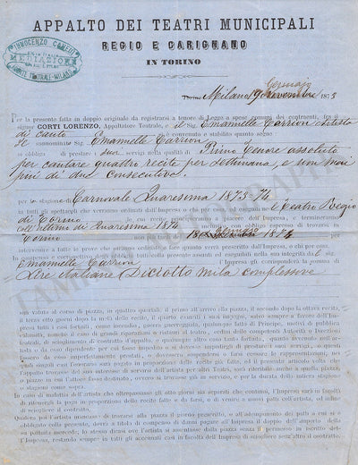 Carrion, Emanuel - Signed Contract 1873