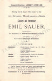 Sauer, Emil - Concert Program Vienna 1900