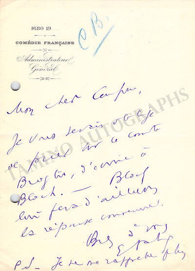 Fabre, Emile - Set of 3 Autograph Letters Signed