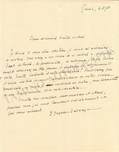 Jaques-Dalcroze, Emile - Autograph Letter Signed